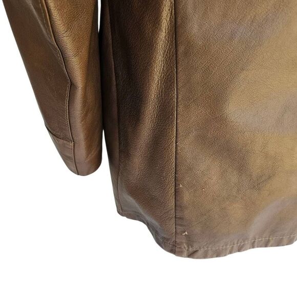 Vintage Reed Sportswear Leather Car Coat Men’s 42 Brown Button Overcoat Jacket - Picture 11 of 15